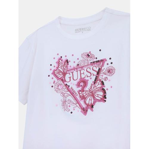 Kids' Triangle Logo Sequins T-Shirt with Loose Fit