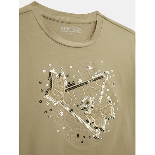 Kids' Triangle Logo Sequins T-Shirt with Loose Fit