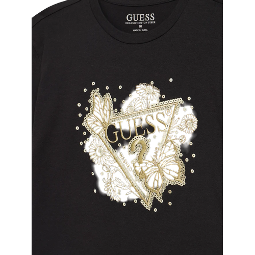 Kids' Triangle Logo Sequins T-Shirt with Loose Fit