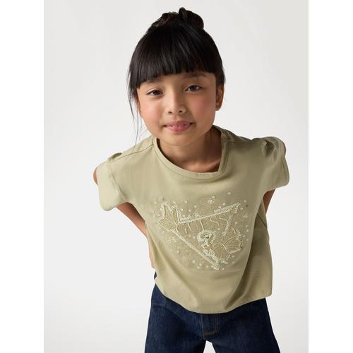 Kids' Triangle Logo Sequins T-Shirt with Loose Fit