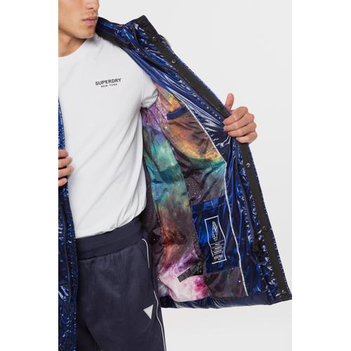 Men's Mid Length Puffer Coat with High Neck and Detachable Hood