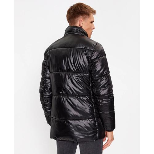 Men's Mid Length Puffer Coat with High Neck and Detachable Hood