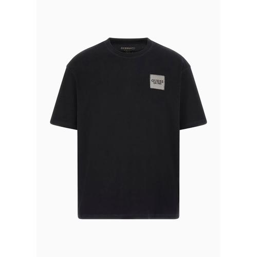 Men’s Oversized-Fit Short Sleeve Cotton T-Shirt with Logo Patch & Crew Neck