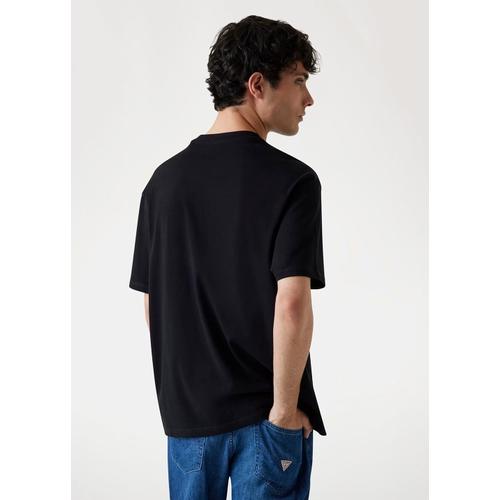 Men’s Oversized-Fit Short Sleeve Cotton T-Shirt with Logo Patch & Crew Neck