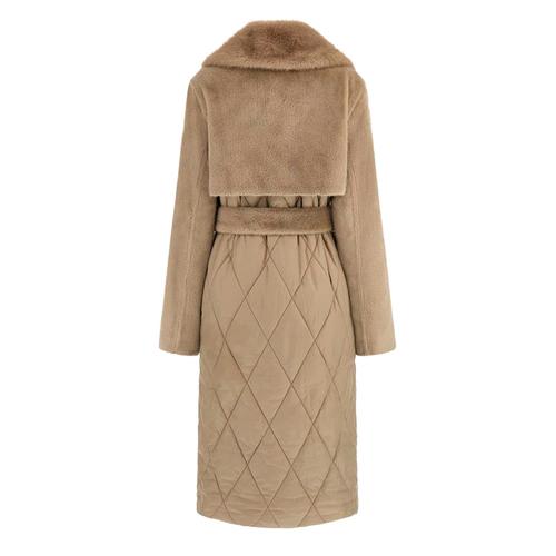 Women's Jole Faux Fur Coat with Quilted Back and Removable Belt