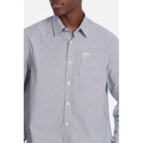 Men's Striped Pocket Shirt with Folded Collar & Logo