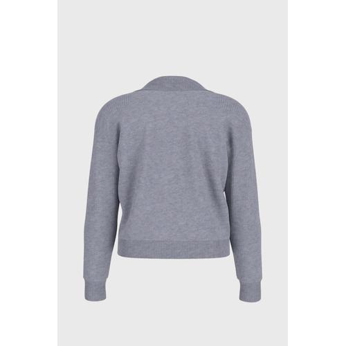 Women's Knitted Cardigan with Stand-Up Collar and Zipper