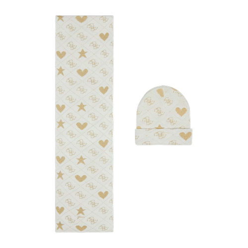 Conjunto de Gorro y Bufanda para Niños con Bordado de Logo por Toda la Superficie