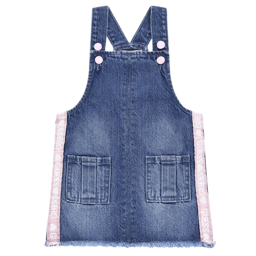 Robe en denim pour filles avec bande imprimée de logo sur le côté