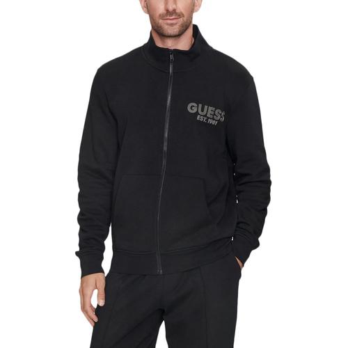 Men’s High Neck Zip-Up Sweatshirt with Side Pockets and Embroidered Logo