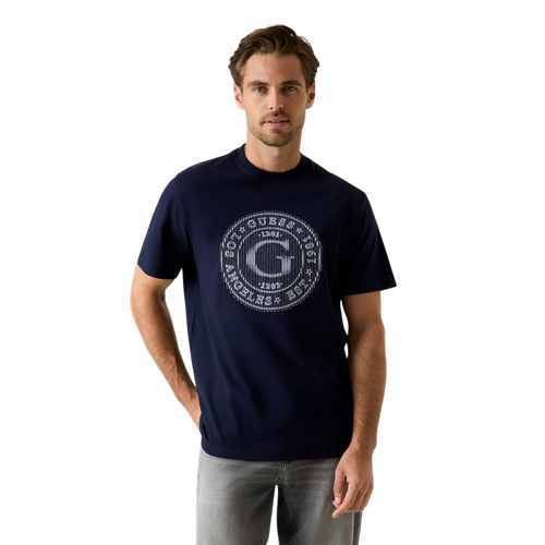 Herren T-Shirt mit gesticktem Logo und kurzen Ärmeln