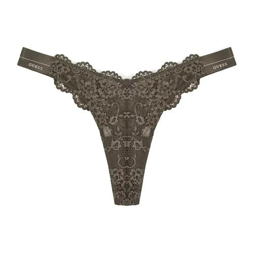Women's Lace Underwear with High Waist and Logo Waistband