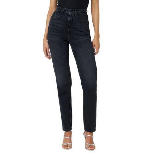 Women's Denim Pants with Wide Leg & Back Patch Logo