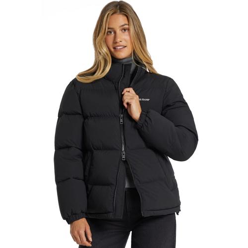 Women's Puffer Jacket with Zip Closure and Stand-Up Collar