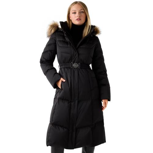 Damen Marina Lange Puffer-Mantel mit Abnehmbarer Kapuze