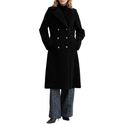 Damen Laila Kunstpelz Langer Mantel mit Breiten Revers