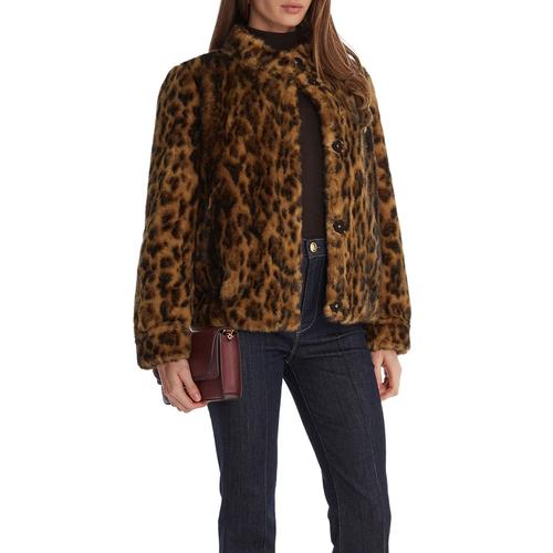 Γυναικείο Τζάκετ Luna από Συνθετική Γούνα με Animal Print και Όρθιο Γιακά