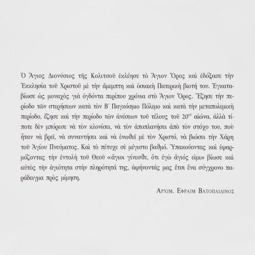 Άγιος Διονύσιος Βατοπαιδινός Ο Εν Κολιτσού - Χαρτόδετο