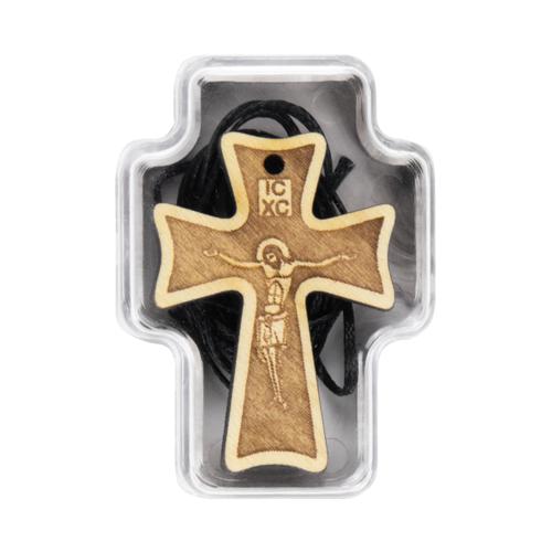 Byzantine Wooden Cross Necklace with Cord from Mount Athos
