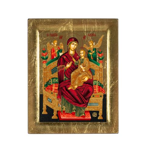 Panagia Pantanassa - Embossed Wooden Icon on Canvas with Golden Background