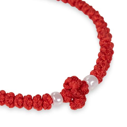 Handmade Red Prayer Rope with 33 Prayer Knots