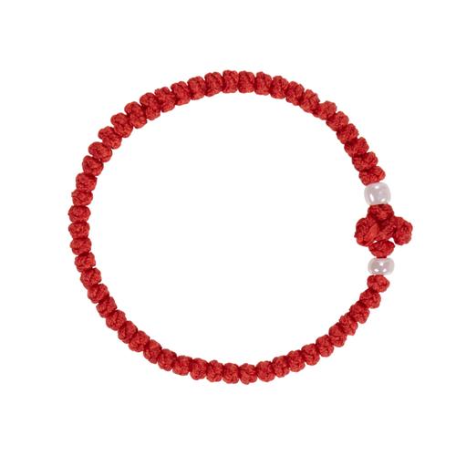 Handmade Red Prayer Rope with 33 Prayer Knots