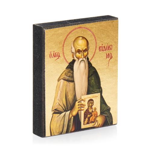 Saint Eudokimos - Icon on Canvas with Golden Background, 6 x 5 cm