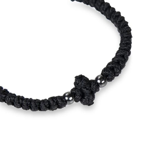 Handmade Prayer Rope with 33 Prayer Knots and Black Beads