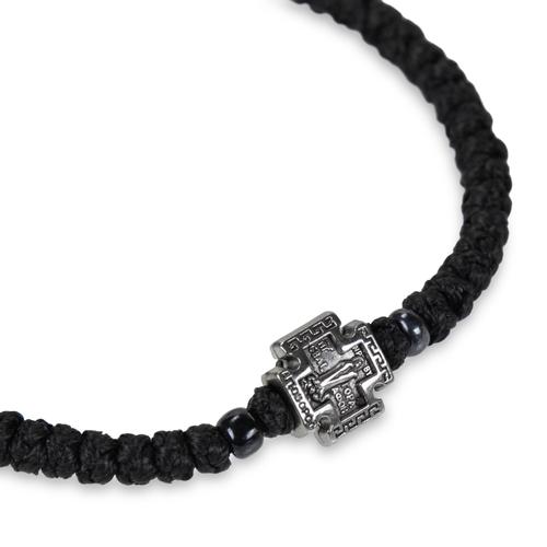 Handmade Black Prayer Rope with 33 Prayer Knots with Cross