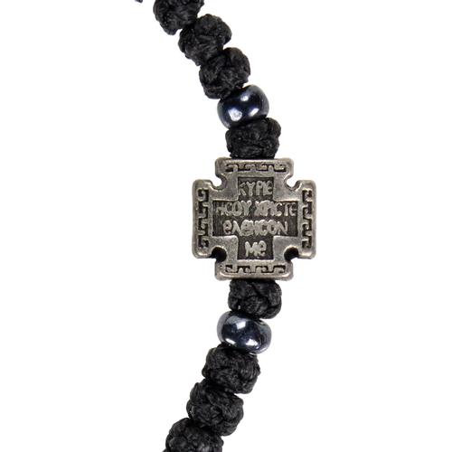 Handmade Black Prayer Rope with 33 Prayer Knots with Cross