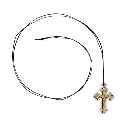 Wooden Cross Necklace with Cord from Mount Athos, Grey Cover