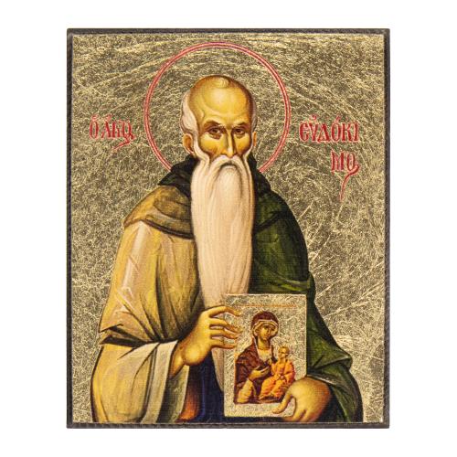 Saint Eudokimos - Icon on Canvas with Golden Background, 6 x 5 cm