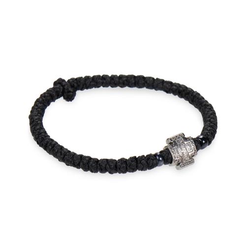 Handmade Black Prayer Rope with 33 Prayer Knots with Cross