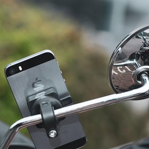 CLIQR Mirror Bracket Phone Mount – Universal Motorcycle Smartphone Holder for 10–16mm Mirror Stems