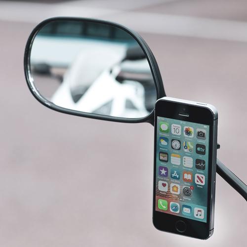 CLIQR Mirror Bracket Phone Mount – Universal Motorcycle Smartphone Holder for 10–16mm Mirror Stems