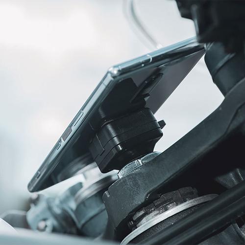 CLIQR Telephone Holder for Motorcycles – Secure Mount for 10–16mm Steering Heads (Black)