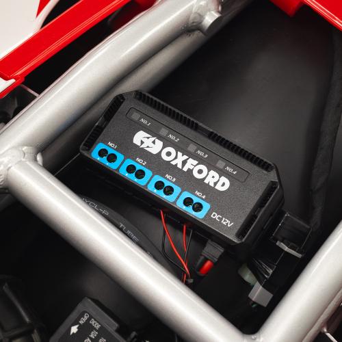 Junction Box 12V with Fused Power Outlets – Motorcycle 4-Way Relay Connection Hub with LED Status & Ignition Shut Off