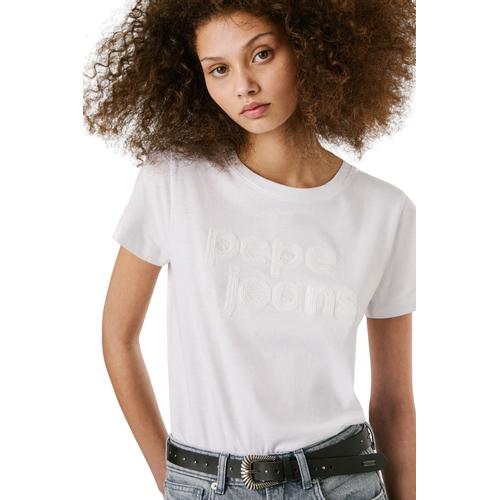 Women’s Short Sleeve Cotton T-Shirt with Ribbed Crew Neck & Logo