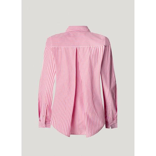 Women’s Loose Fit Striped Shirt with Embroidered Logo & Long Sleeves