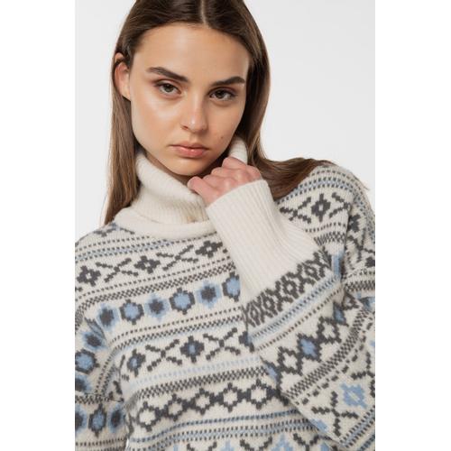 Women's Elsa Knitted Turtleneck Sweater with Jacquard Print