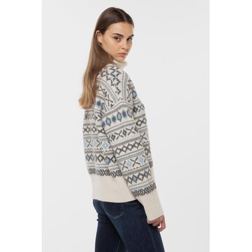 Women's Elsa Knitted Turtleneck Sweater with Jacquard Print