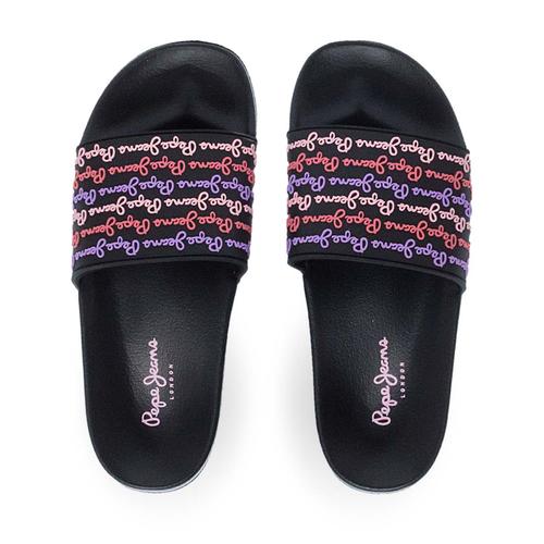 Women’s Slides with Anatomical Sole and Logo Strap Pattern