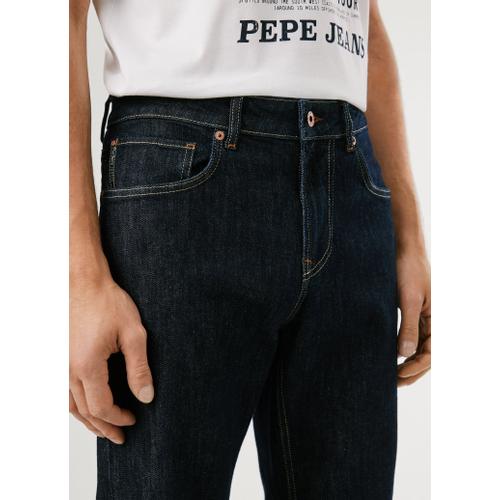 Men’s Cash Regular Fit Dark Denim Jeans with Stretch Cotton Fabric