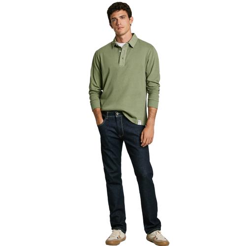 Men's Stretch Denim Trousers with Button and Zip Closure