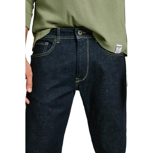 Men's Stretch Denim Trousers with Button and Zip Closure