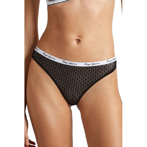Women’s Polka Dots Mesh Thongs and Logo Waistband