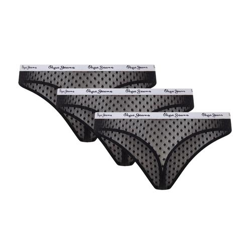 Women’s Polka Dots Mesh Thongs and Logo Waistband