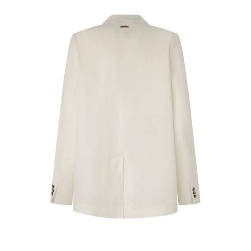 Women's Mirka Linen Blazer with Open Front, Large Lapel and Cuffs