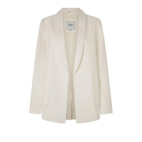 Women's Mirka Linen Blazer with Open Front, Large Lapel and Cuffs