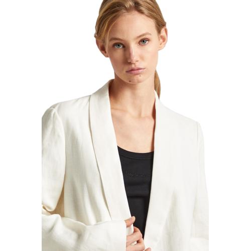 Women's Mirka Linen Blazer with Open Front, Large Lapel and Cuffs